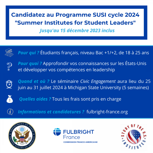 Candidatures ouvertes bourses programme SUSI Student Leaders (cycle